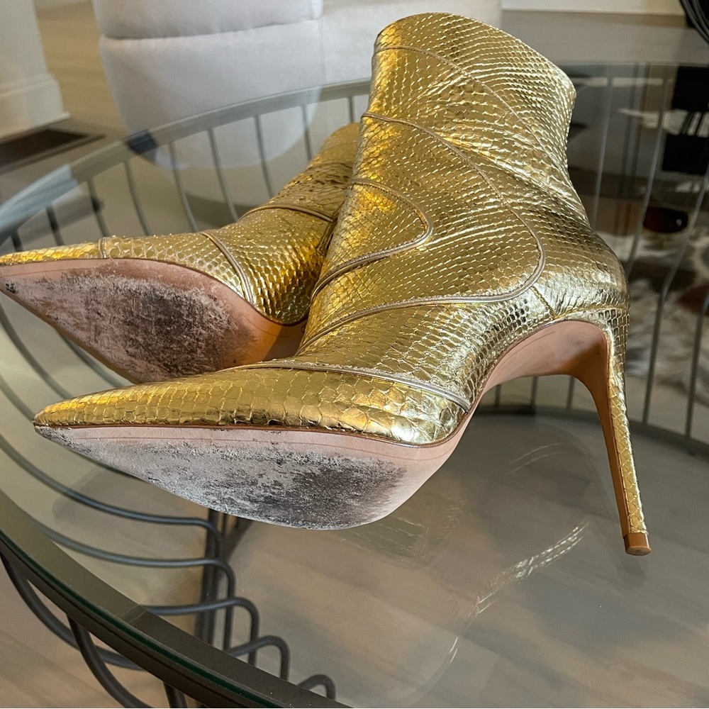 Alexandre Birman Gold Python Snake Print Boot 37 - image 6